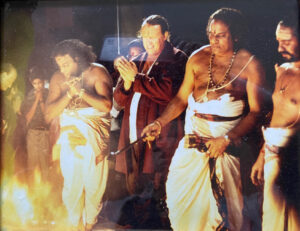 Mark Griffin and Brahmin Priests Performing a Fire Ceremony